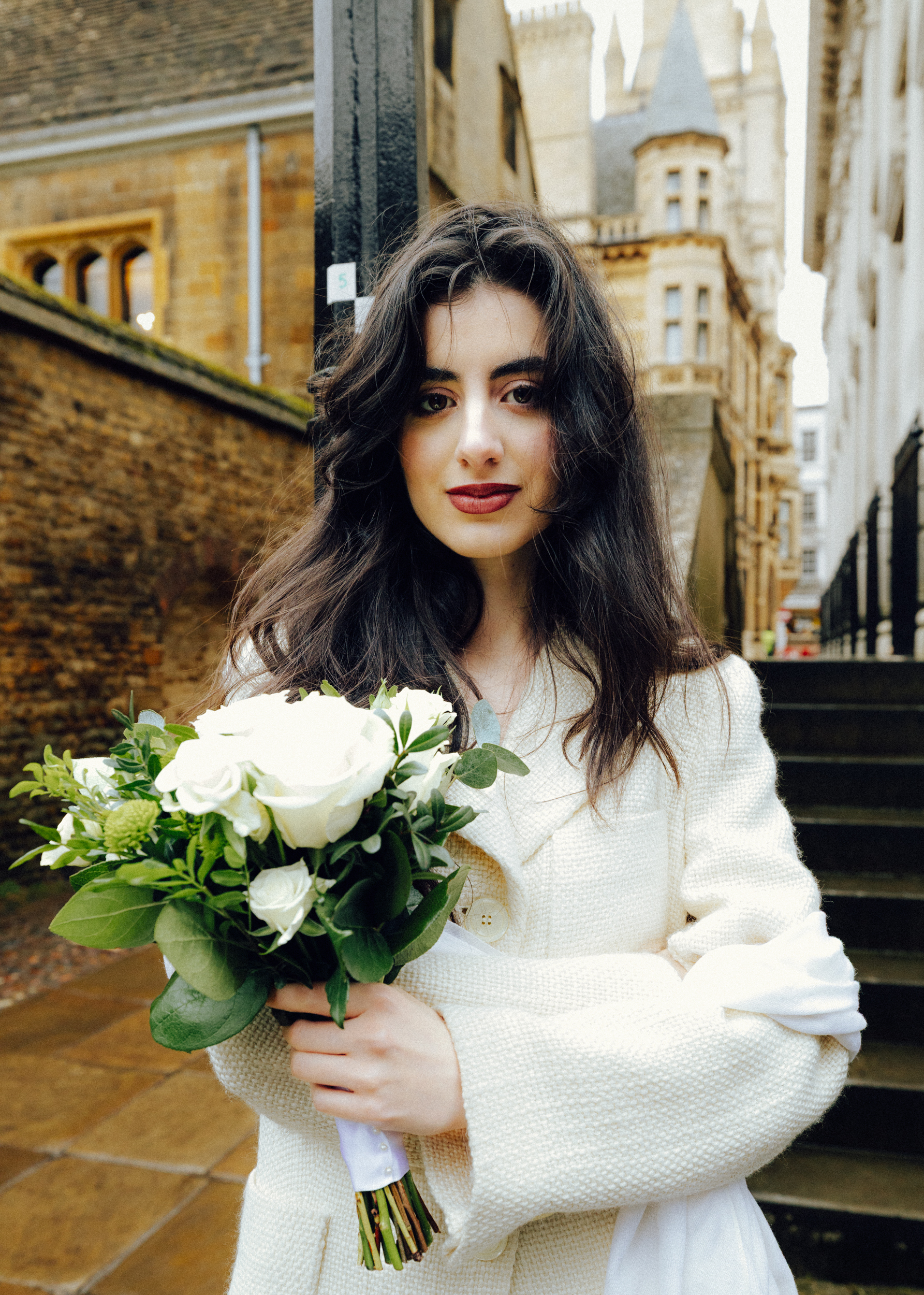 Bride holding flowers portrait
